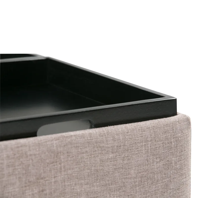 Avalon - Square Coffee Table Storage Ottoman - Fawn Brown