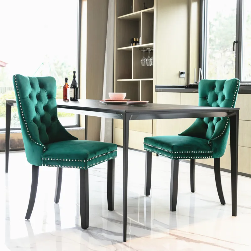 Nikki - Modern, High-End Tufted Solid Wood Contemporary Velvet Upholstered Dining Chair With Wood Le