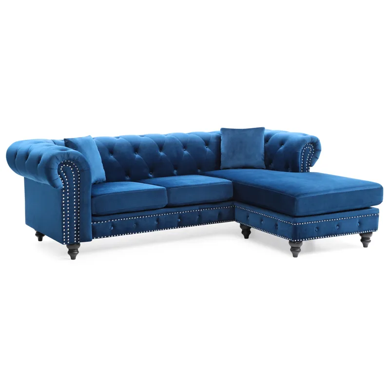 Nola - G0351B-SC Sofa Chaise (3 Boxes) - Navy Blue