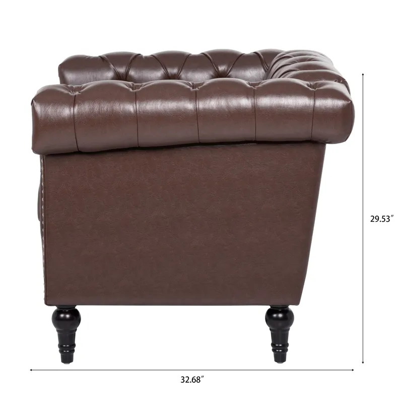 1 Seater Sofa For Living Room - Brown PU