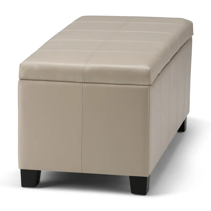 Dover - Storage Ottoman Bench - Satin Cream