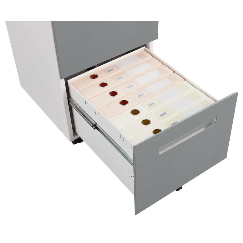 3 Drawer Mobile Locking File Cabinet, Rolling Filing Cabinet For Letter / A4 Size With 5 Wheels - Gr