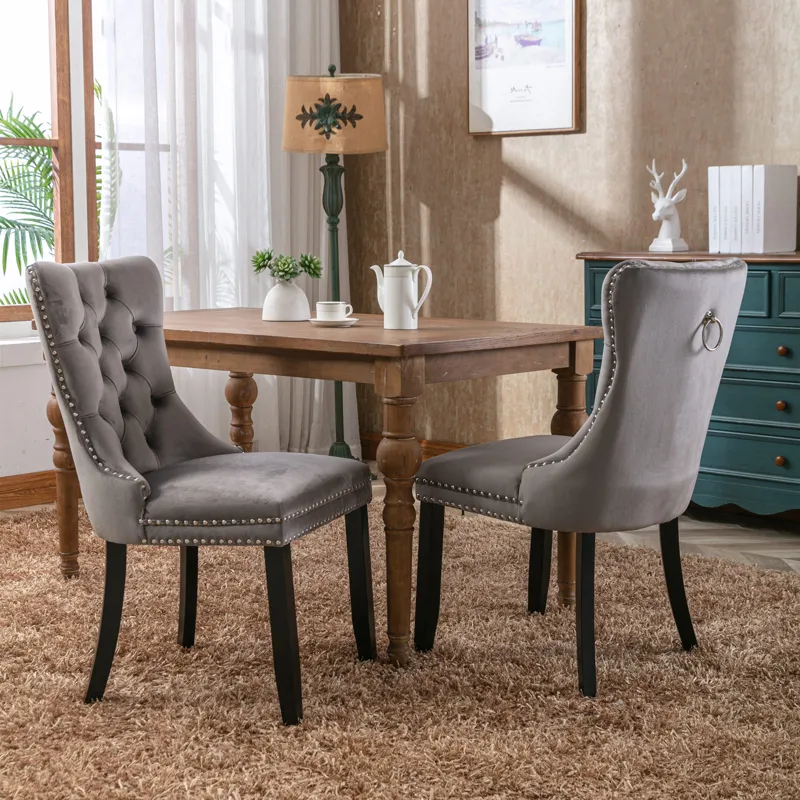 Nikki - Modern, High-End Tufted Solid Wood Contemporary Velvet Upholstered Dining Chair With Wood Le