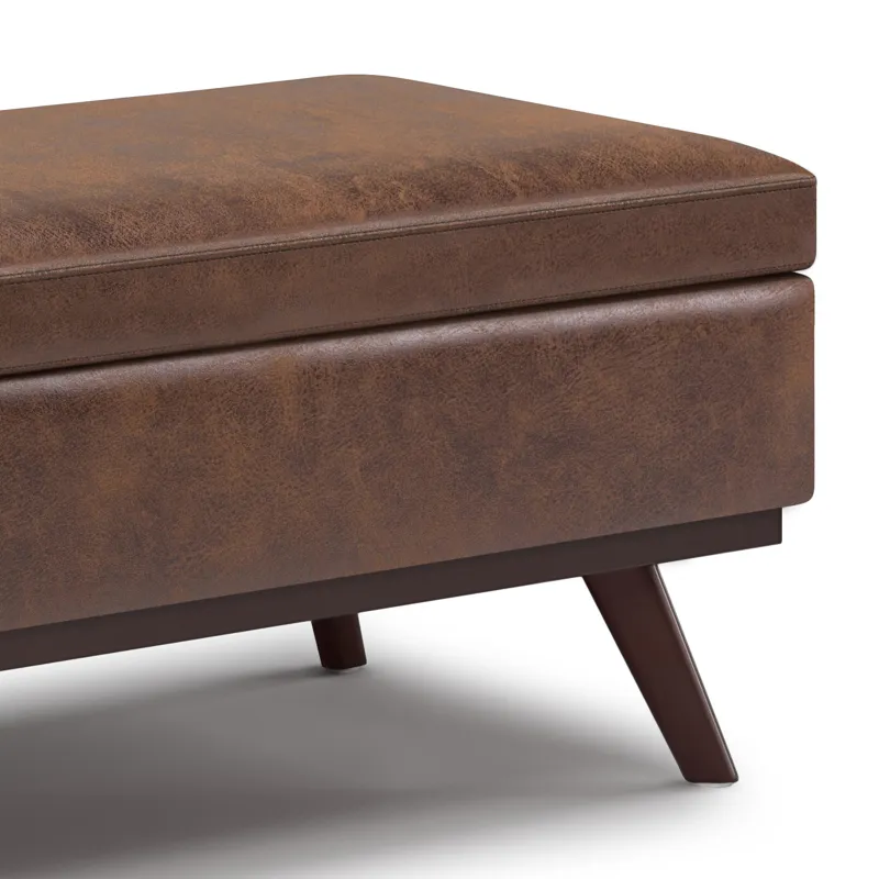 Owen - Lift Top Large Coffee Table Storage Ottoman - Distressed Chestnut Brown
