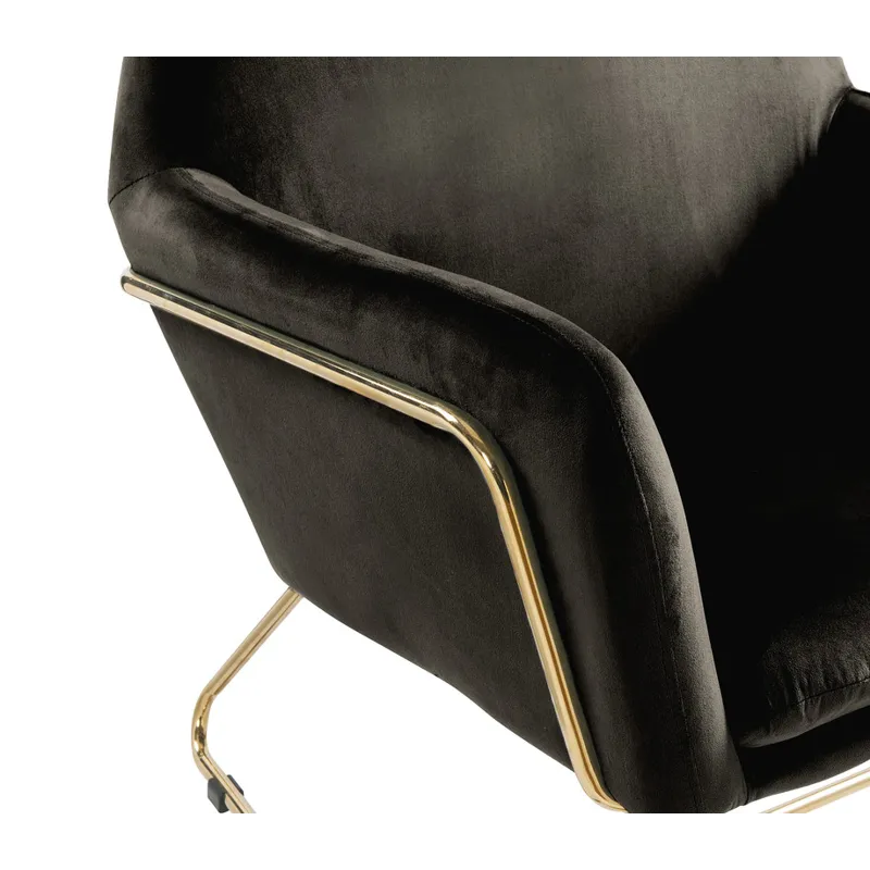 Keira - Velvet Accent Chair With Metal Base - Black
