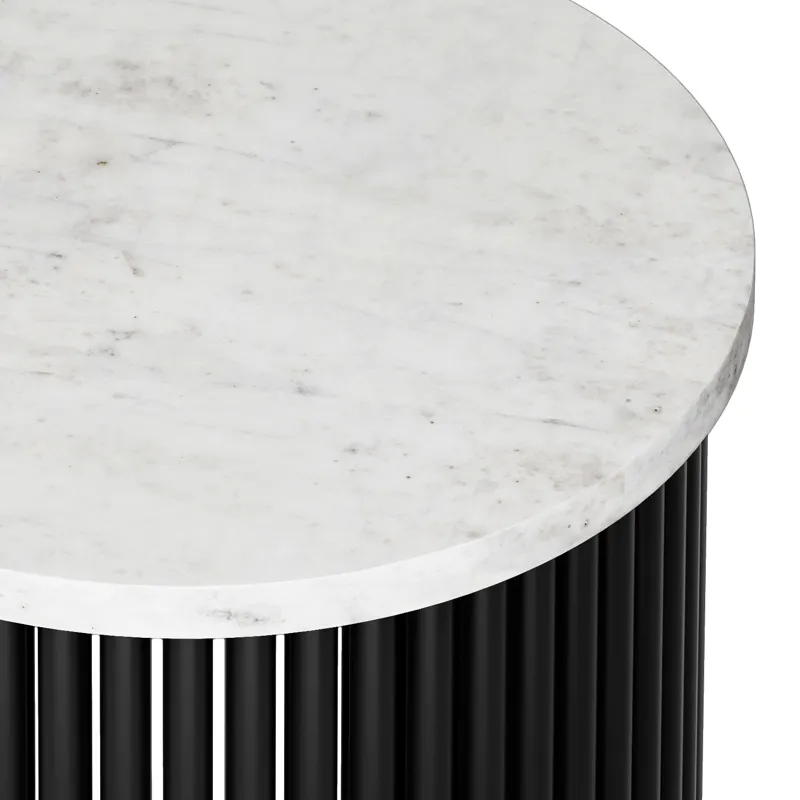Demy - Metal Accent Table - White Marble / Black
