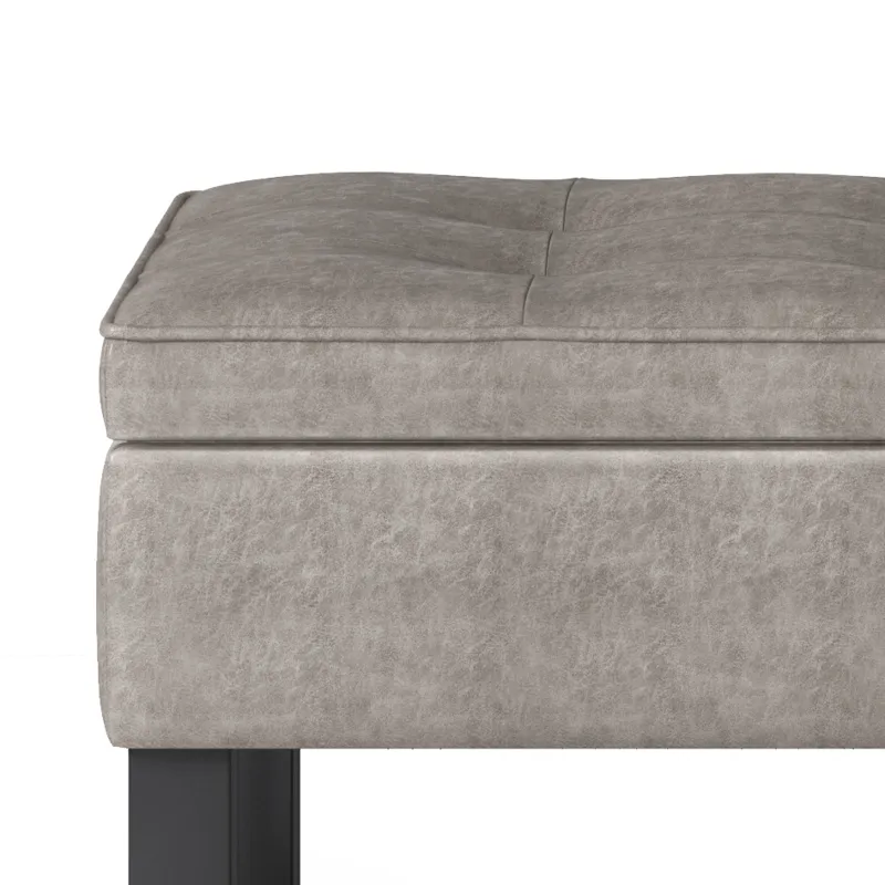 Cosmopolitan - Storage Ottoman Bench with Open Bottom - Distressed Grey Taupe