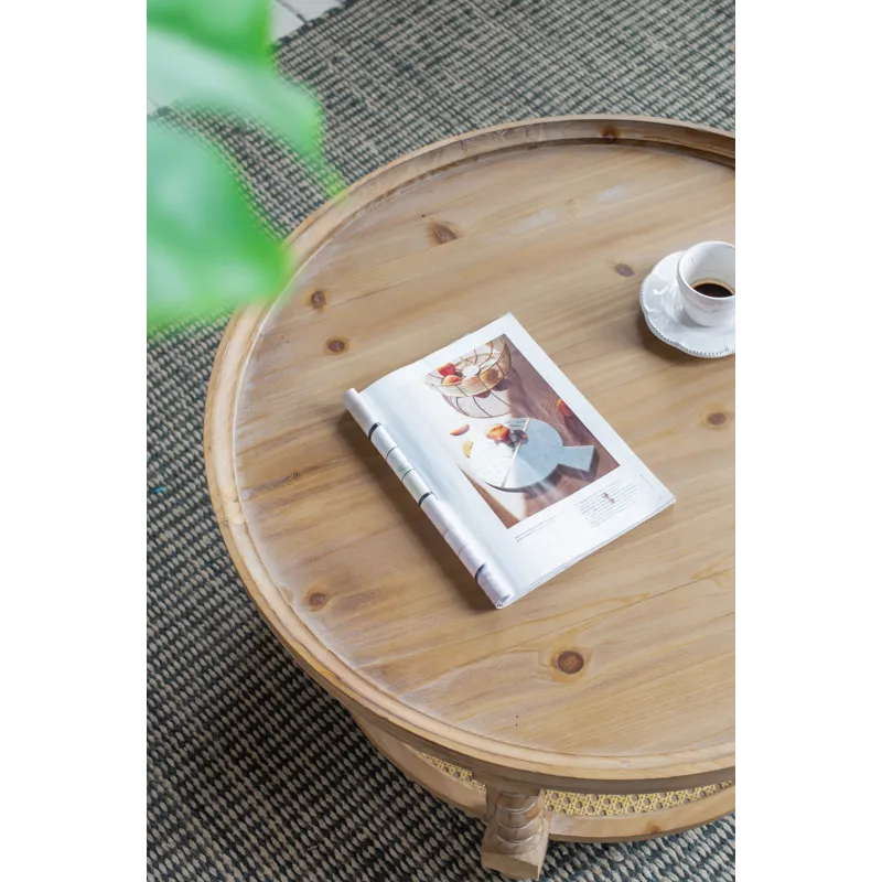Round 2 Tiered Side Tabel, Natural End Tabel For Lving Room Bedroom Entryway - Brown