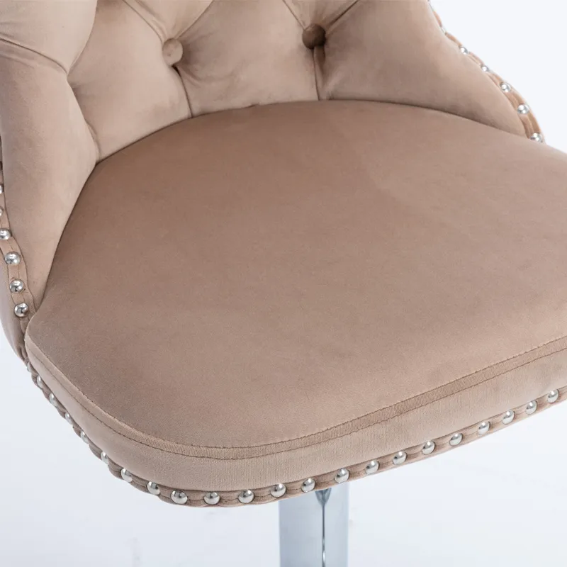 Swivel Velvet Barstools Adjusatble Seat Height From 25-33\", Modern Upholstered Chrome Base Bar Stoo