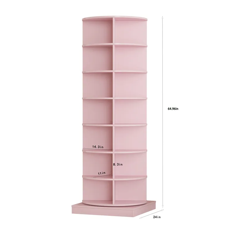 New 360 Rotating Shoe Cabinet With 7 Layers Can Accommodate Up To 28 Paris Shoes - Pink