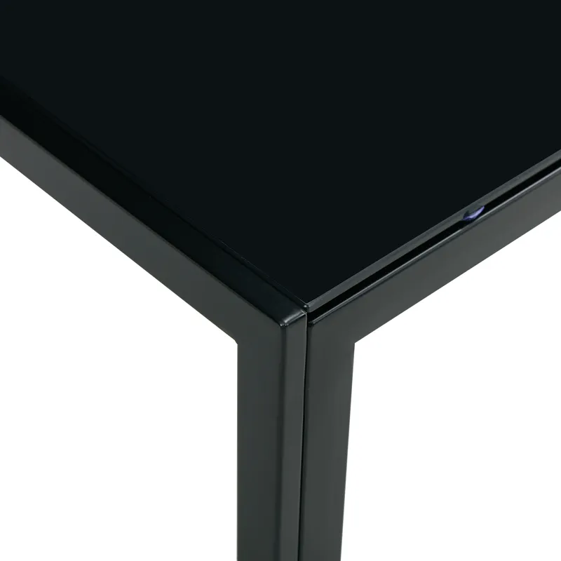 Coffee Table (Set of 2), Square Modern Table With Tempered Glass Finish For Living Room - Black