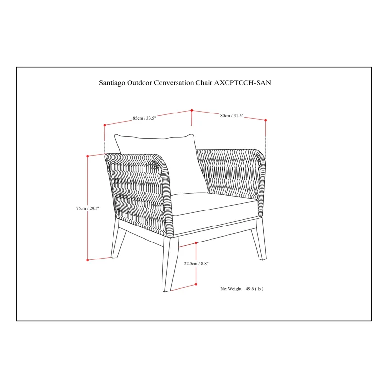 Santiago - Outdoor Conversation Chair - Slate Grey