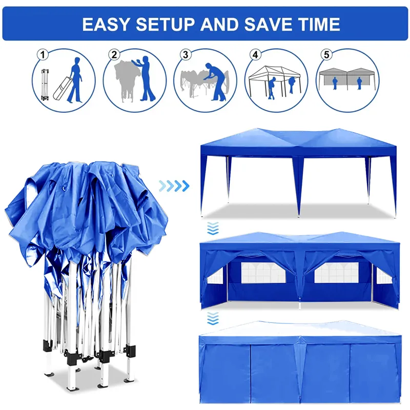 10\'X20\' Ez Pop Up Canopy Outdoor Portable Party Folding Tent With 6 Removable Sidewalls + Carry Ba