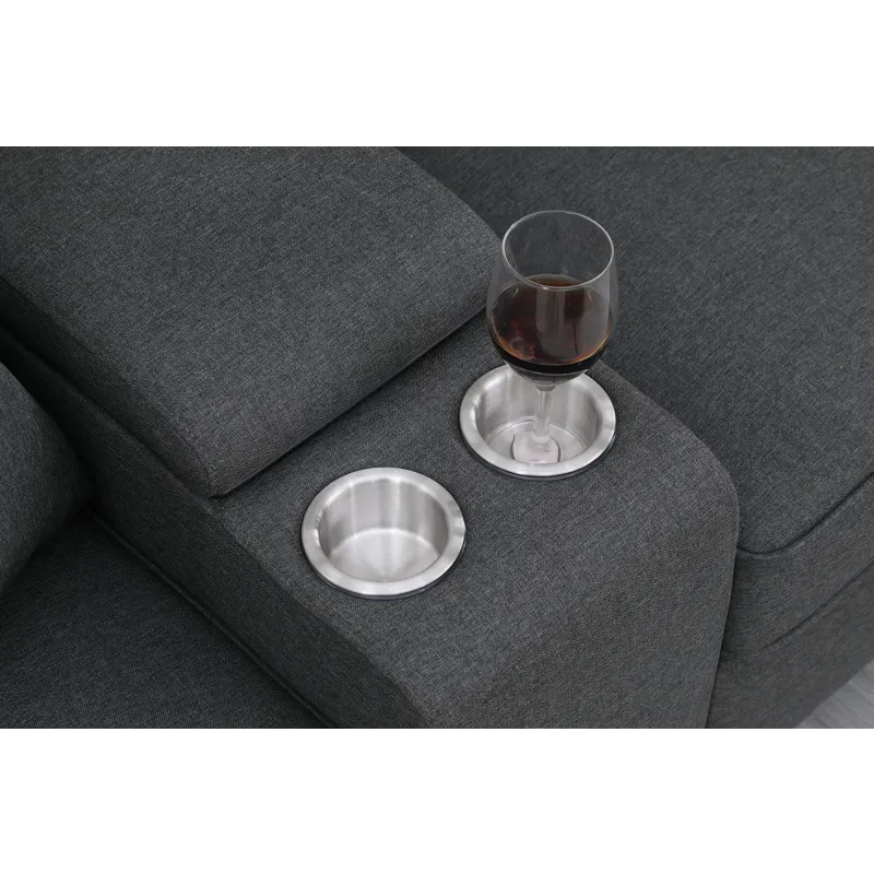 Tina - 8 Piece Upholstered Sectional With Ottoman - Dark Gray