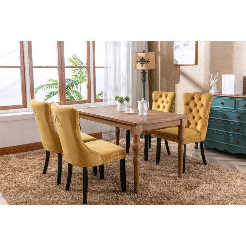 Nikki - Modern, High-End Tufted Solid Wood Contemporary Velvet Upholstered Dining Chair With Wood Le