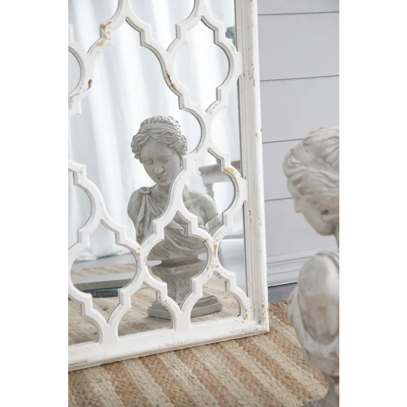 Distressed Floor Mirror, Full Body Mirror For Bathroom Bedroom Living Room - White