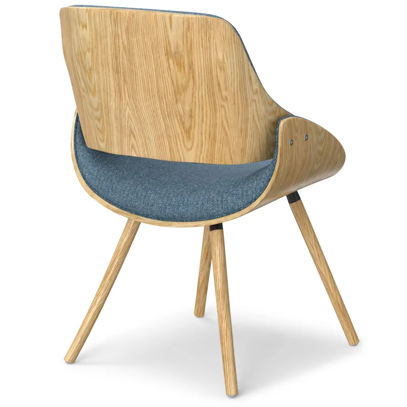 Malden - Bentwood Dining Chair with Wood Back - Denim Blue / Light Brown