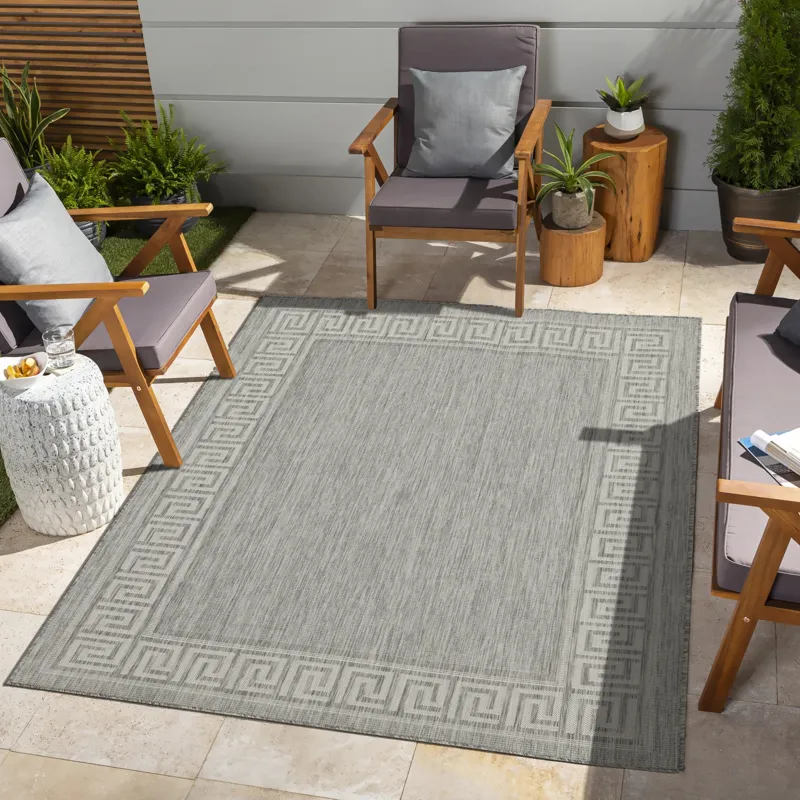 Sunshine - 2\'7\" X 7\'3\" Indoor / Outdoor Area Rug - Silver - Polypropylene