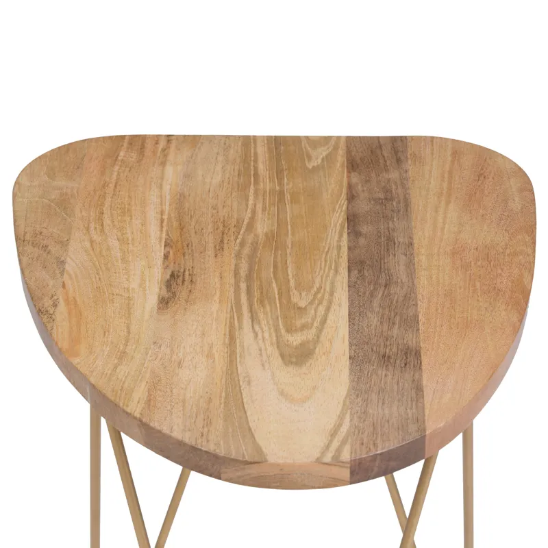 Patrice - Metal and Wood Accent Table - Natural / Gold
