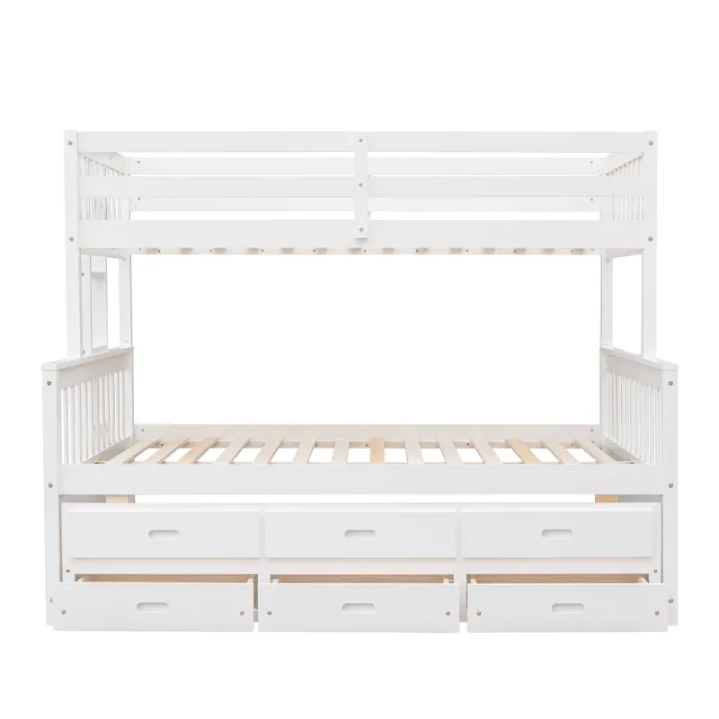 Twin Over Full Bunk Bed With Twin Size Trundle, Separable Bunk Bed With Drawers For Bedroom - White