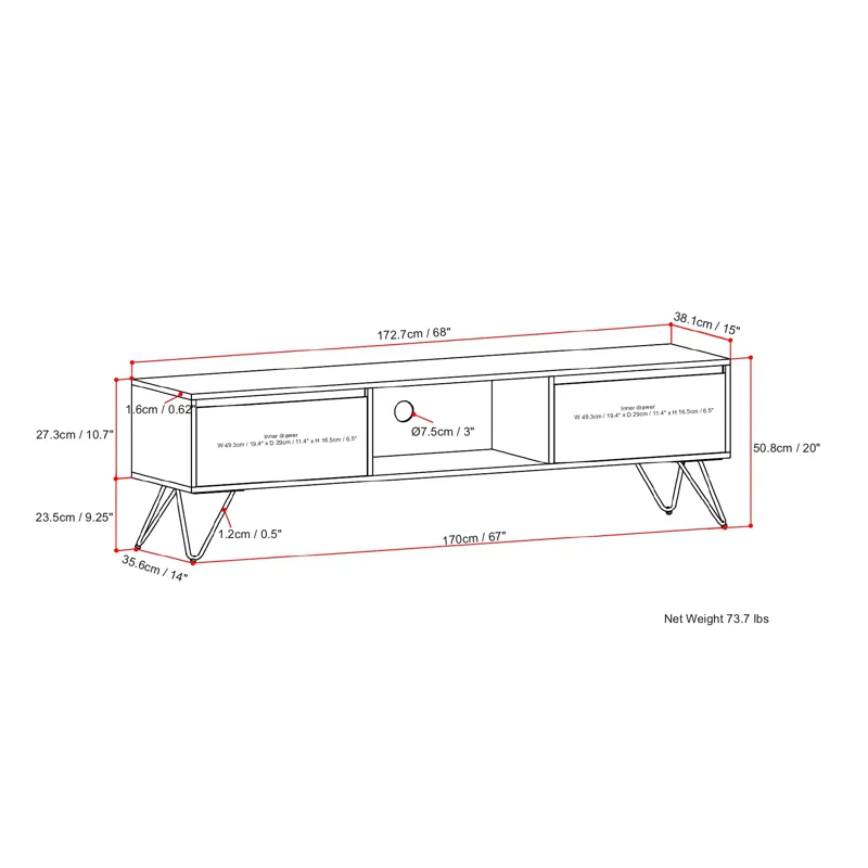 Hunter - 68\" TV Media Stand - Natural