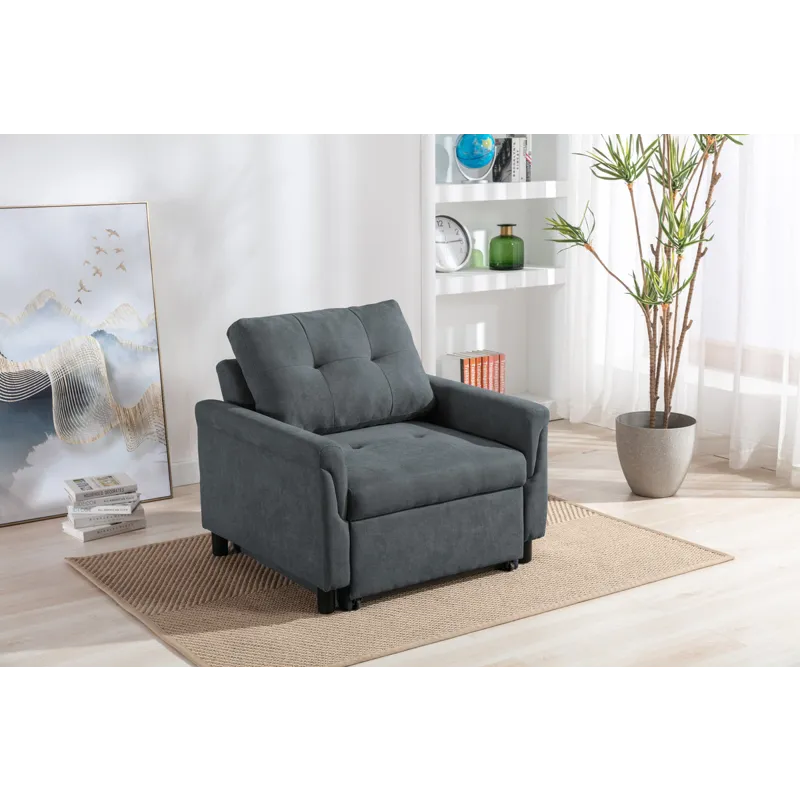 Hannah - Woven Convertible Armchair - Dark Gray