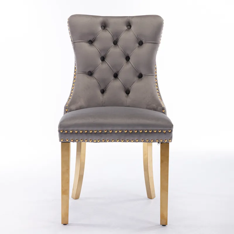Nikki - Modern, High-End Tufted Solid Wood Contemporary Velvet Upholstered Dining Chair With Golden 