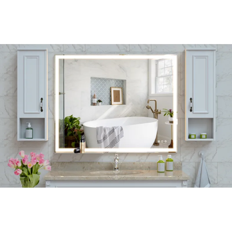 LED Bathroom Vanity Mirror, Wall Mounted Adjustable White / Warm / Natural Lights Anti-Fog Touch Swi