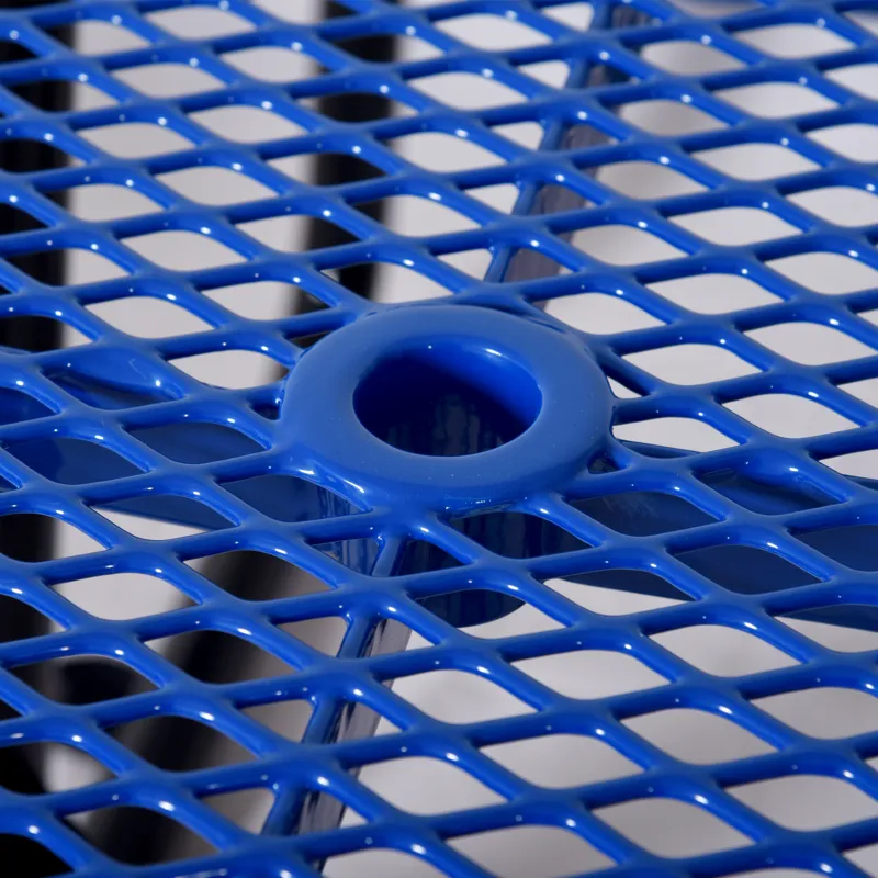 Square Outdoor Steel Picnic Table With Umbrella Pole - Blue