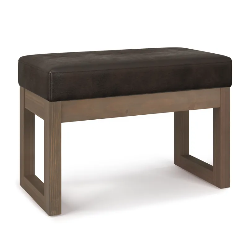 Milltown - Footstool Small Ottoman Bench - Distressed Brown