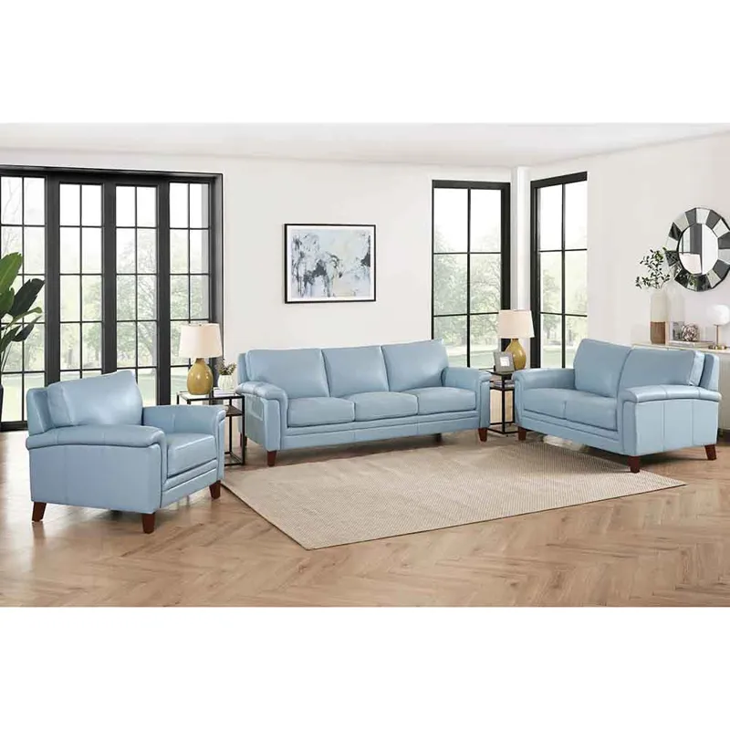 Westcott - Leather Loveseat - Blue
