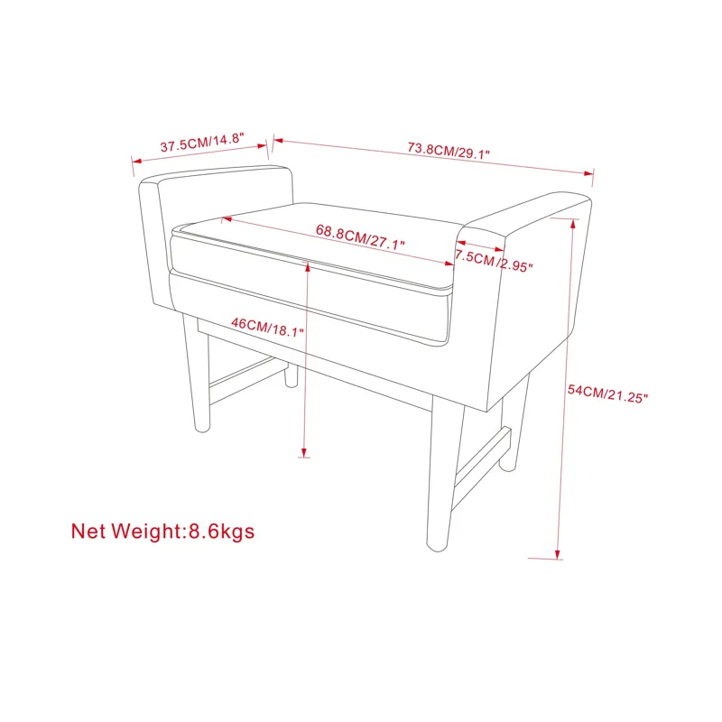 Scott - Small Ottoman Bench - Smoky Teal