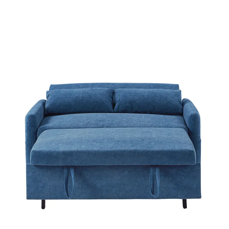 Pull Out Sleep Sofa Bed Loveseats Sofa Couch With Adjsutable Backrest, Storage Pockets, 2 Soft Pillo