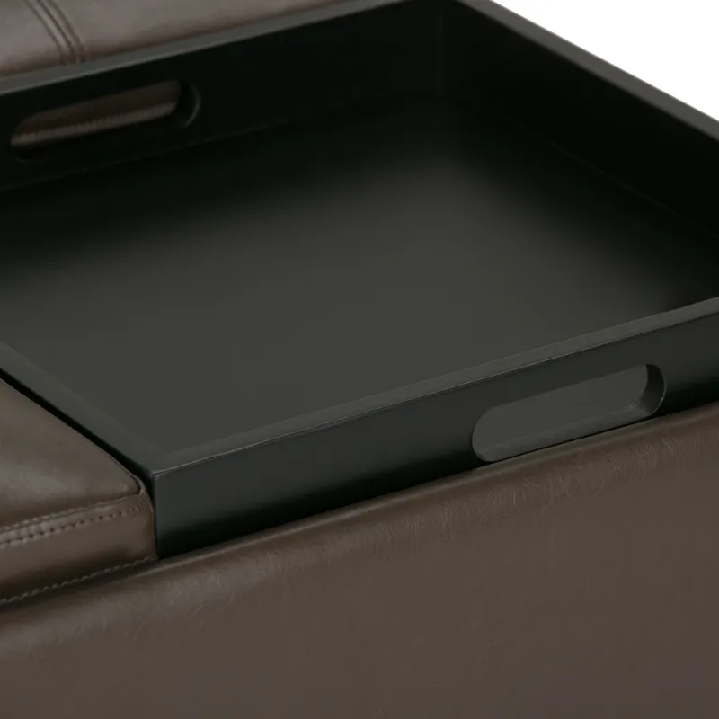 Avalon - Square Coffee Table Storage Ottoman - Chocolate Brown