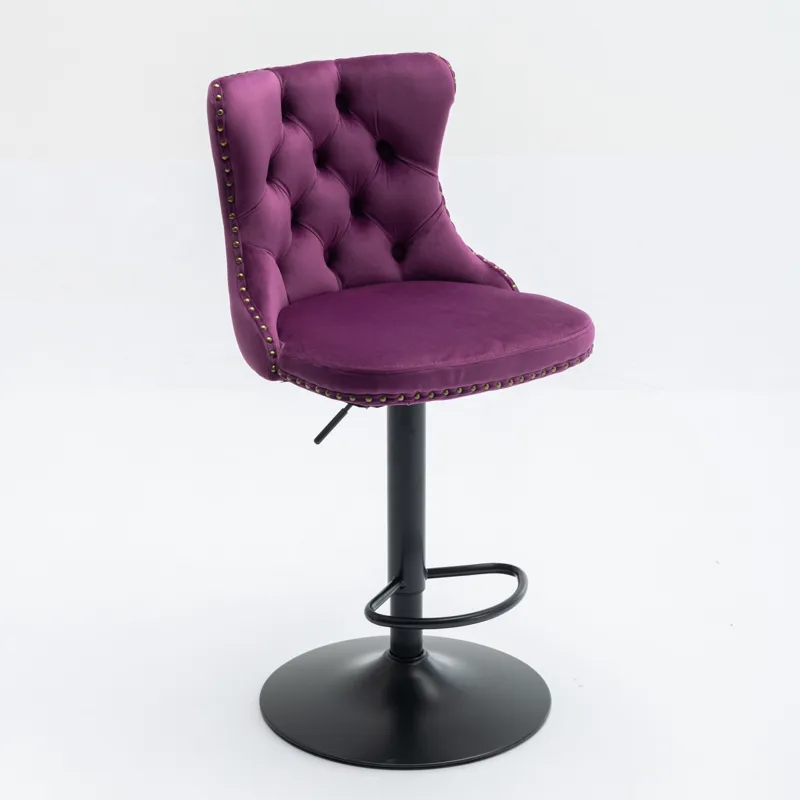 Swivel Velvet Barstools Adjusatble Seat Height , Modern Upholstered Bar Stools With Backs Comfortabl