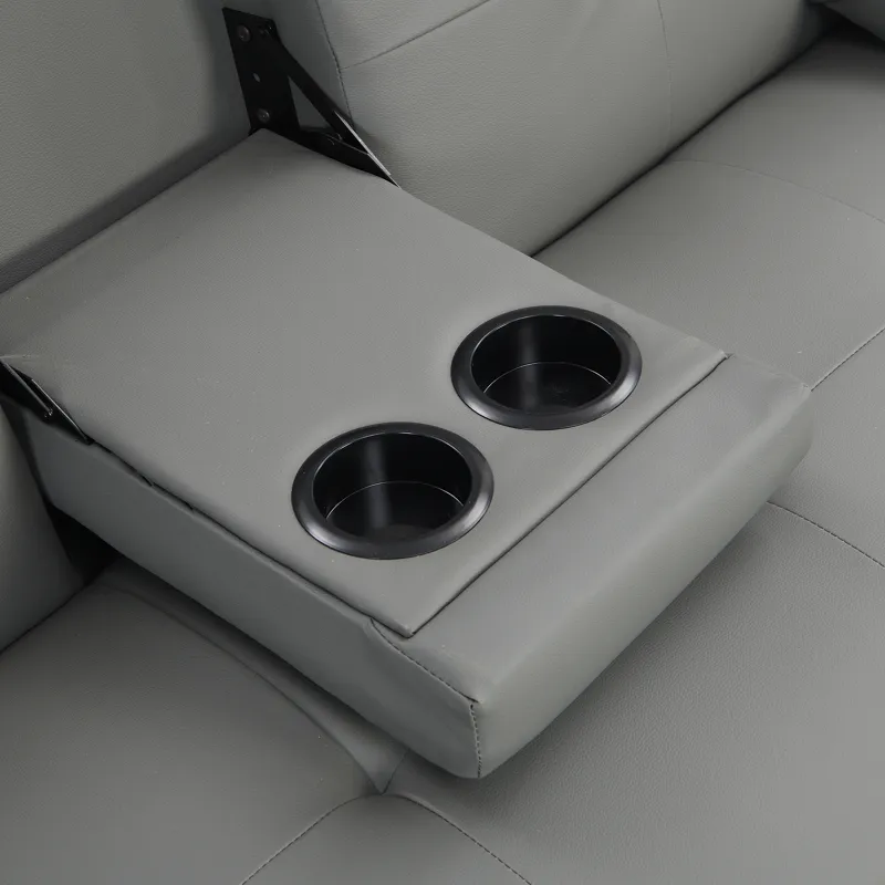 Sofa Bed With Armrest Two Holders Wood Frame, Stainless Leg Futon - Gray