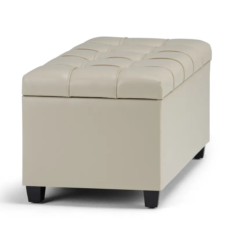 Sienna - Storage Ottoman Bench - Satin Cream