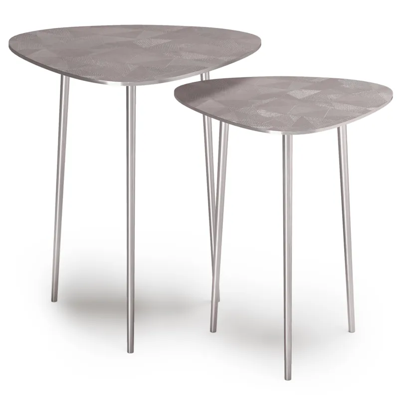 Shelton - 2 Pc Metal Nesting Table - Nickel