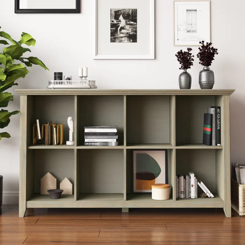 Acadian - 8 Cube Storage Sofa Table - Distressed Grey