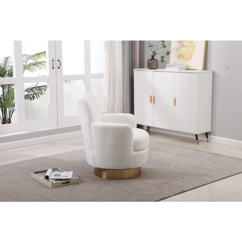 Teddy Swivel Barrel Chair, Swivel Accent Chairs Armchair For Living Room, Reading Chairs For Bedroom