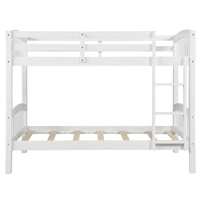 80.51\" Twin Over Twin Bunk Bed With Ladder - White