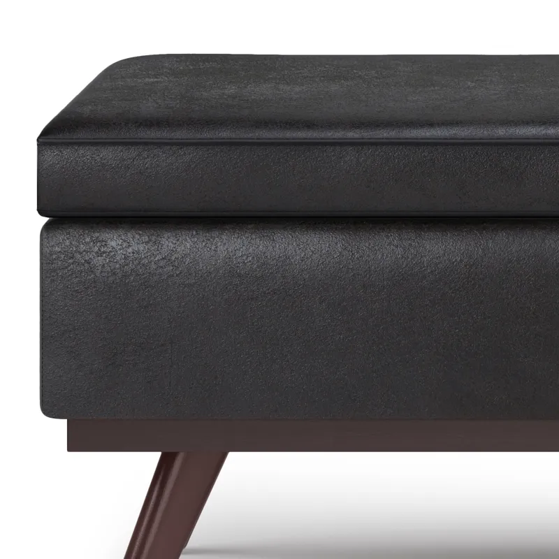Owen - Lift Top Large Coffee Table Storage Ottoman - Distressed Black
