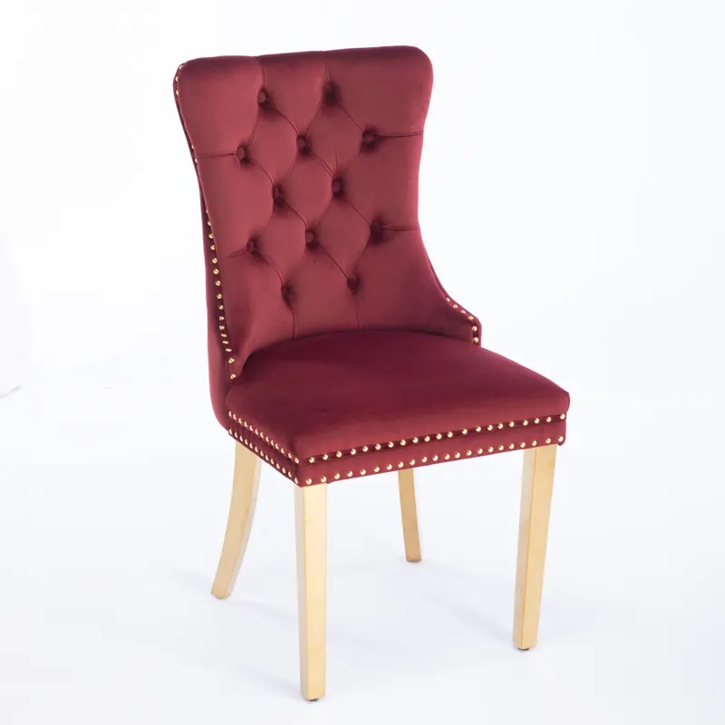 Nikki - Modern, High-End Tufted Solid Wood Contemporary Velvet Upholstered Dining Chair With Golden 