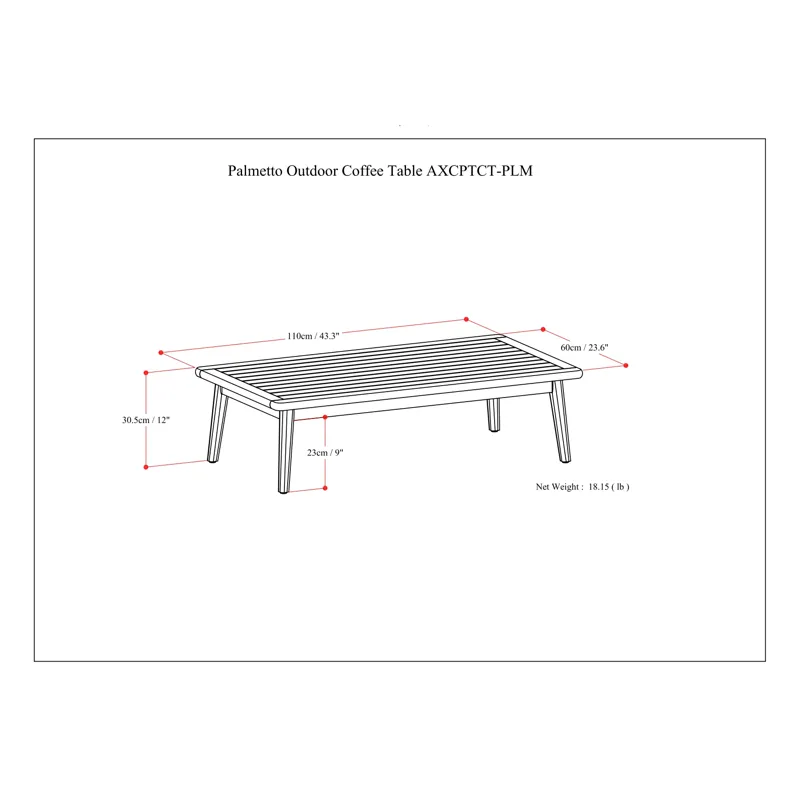 Palmetto - Outdoor Coffee Table - Light Teak