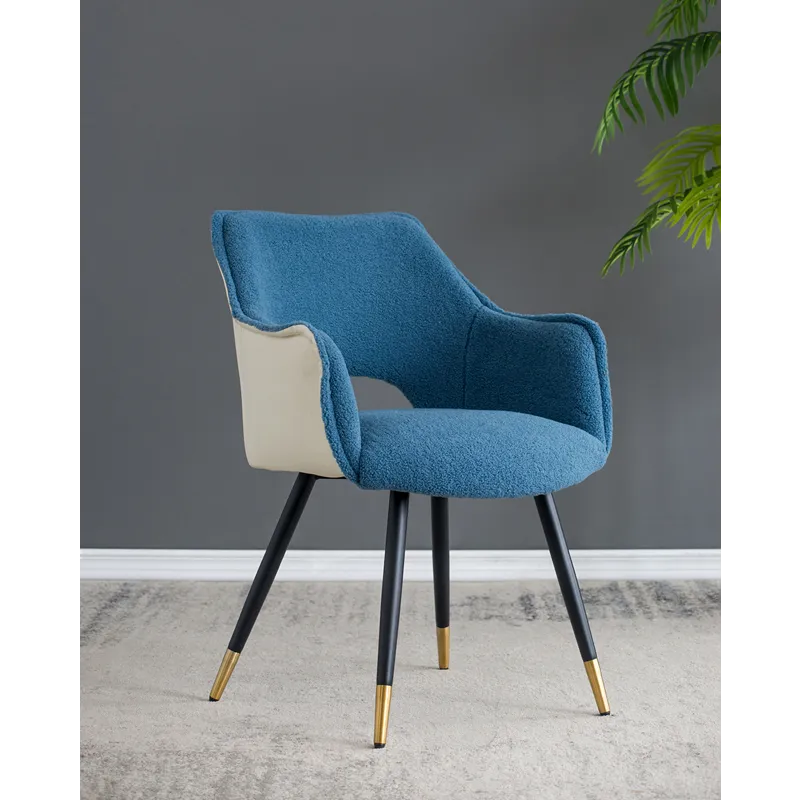 Fabric Side Chair, Living Room Bedroom Kitchen Vanity Accent Chair (Set of 2) - Blue