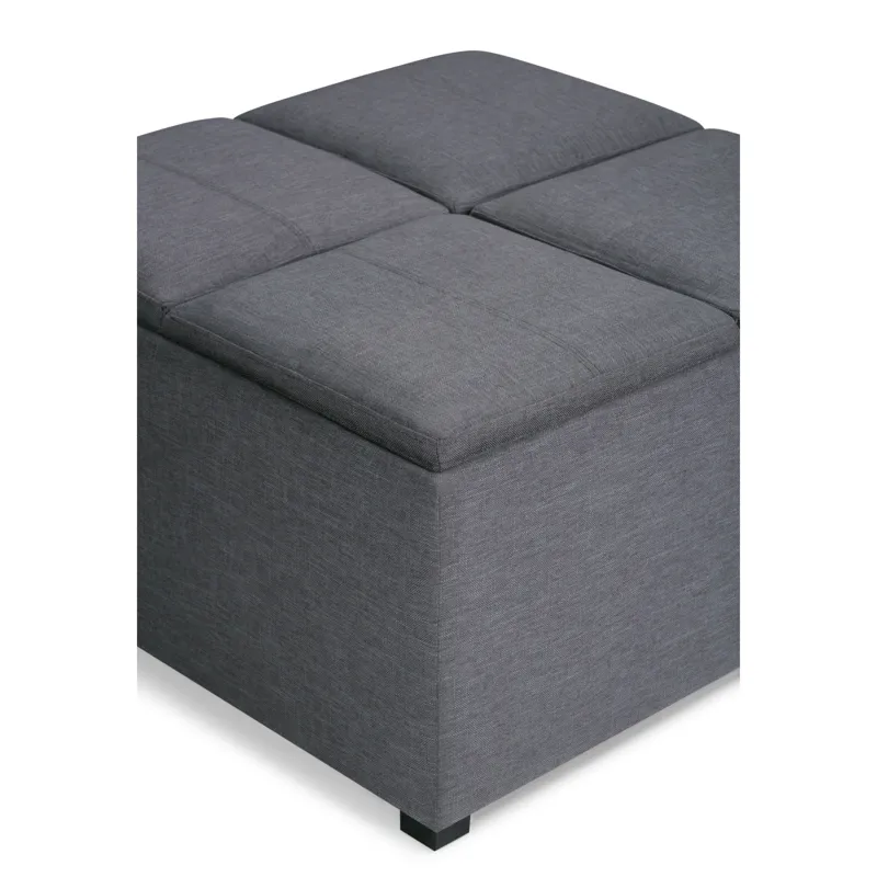Avalon - Square Coffee Table Storage Ottoman - Slate Grey