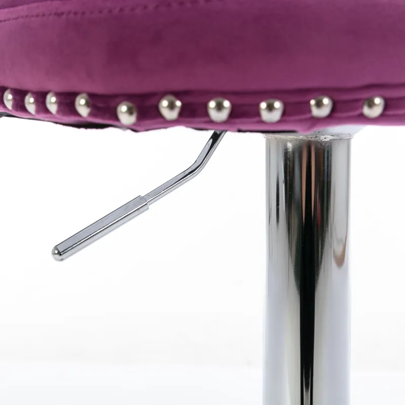 Swivel Velvet Barstools, Adjusatble Seat Height 1712PP (Set of 2) - Purple