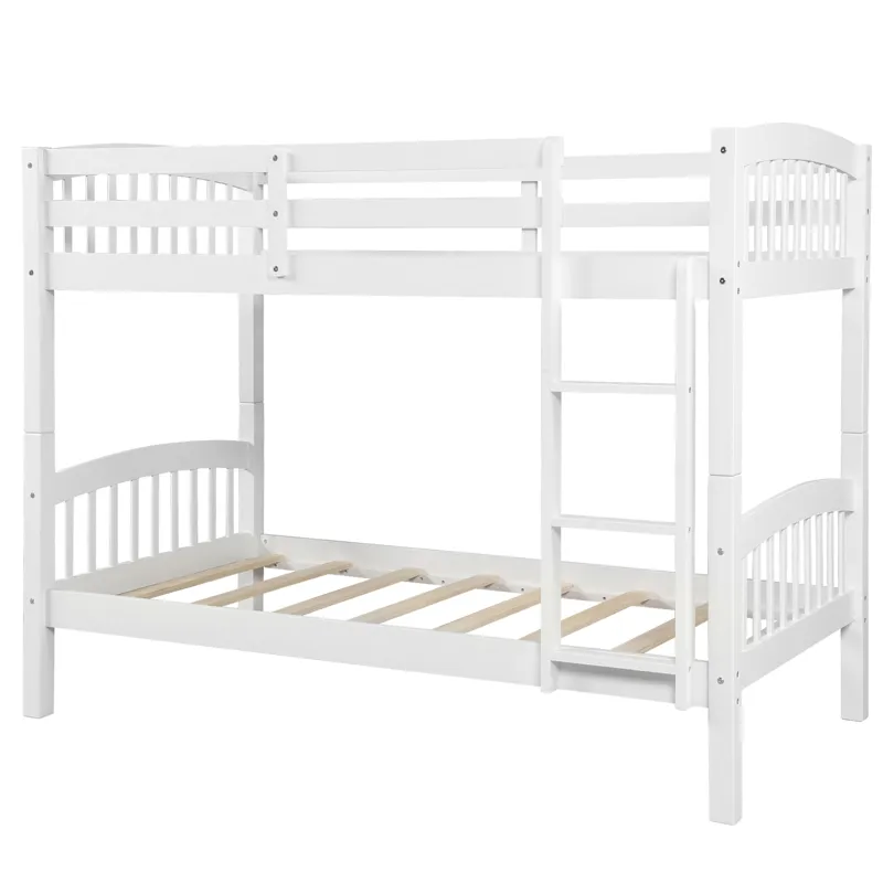 80.51\" Twin Over Twin Bunk Bed With Ladder - White