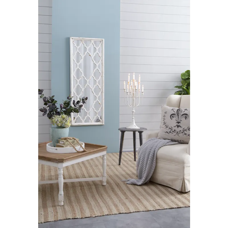 Distressed Floor Mirror, Full Body Mirror For Bathroom Bedroom Living Room - White