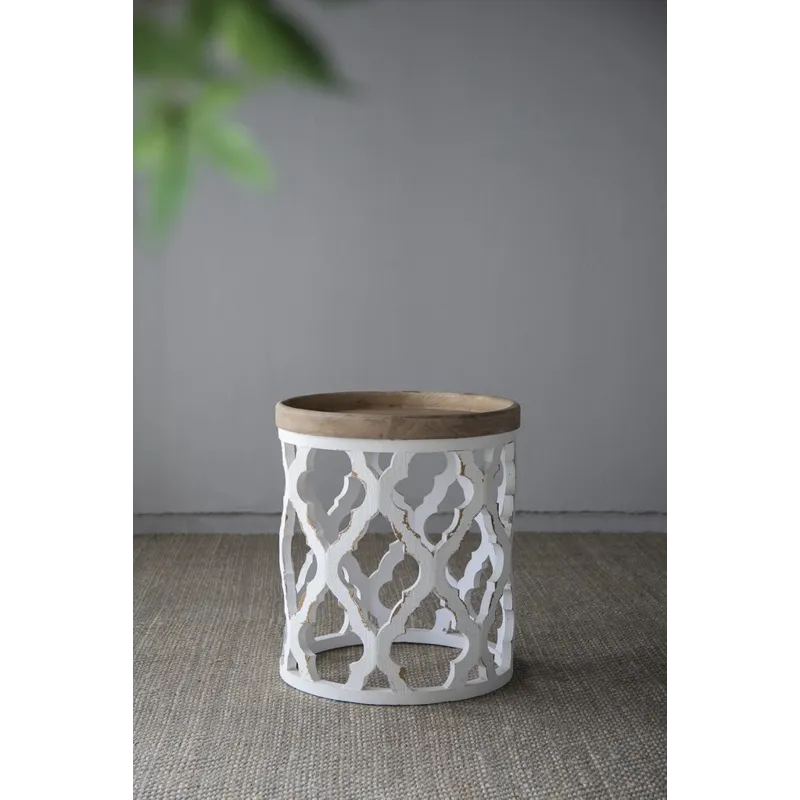 Large Distressed Side Table - White